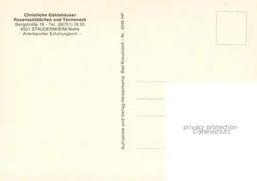 Staudernheim Stadtpanorama Nahetal Gaestehaeuser Rosenschloesschen und Tanneneck Staudernheim