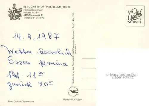 Stemwede Berggasthof Wilhelmshoehe Stemwede