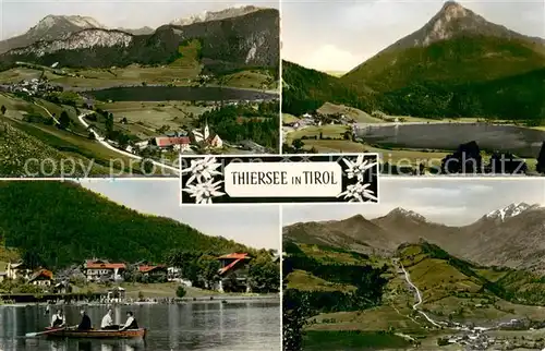 Thiersee Gesamtansicht mit Alpenpanorama Ruderboot See Thiersee