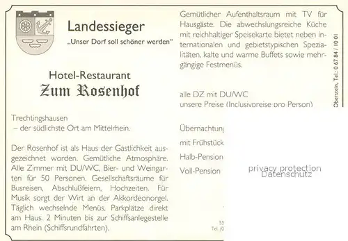 Trechtingshausen Hotel Restaurant Zum Rosenhof Landessieger Unser Dorf soll schoener werden Trechtingshausen