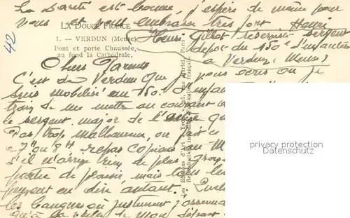 Verdun_Meuse Pont et porte Chaussee au fond la Cathedrale Verdun Meuse