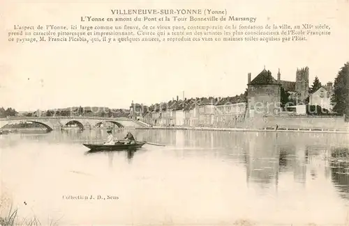 Villeneuve sur Yonne L Yonne en amont du Pont et la Tour Bonneville de Marsangy Villeneuve sur Yonne
