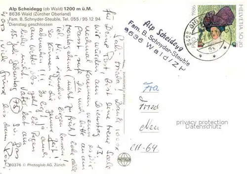 Wald_ZH Alp Scheidegg Wald_ZH