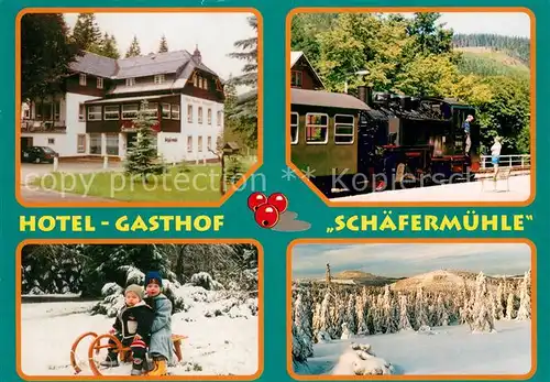 Waldbaerenburg Hotel Gasthof Schaefermuehle Bahn Schlittenfahrt Panorama Waldbaerenburg