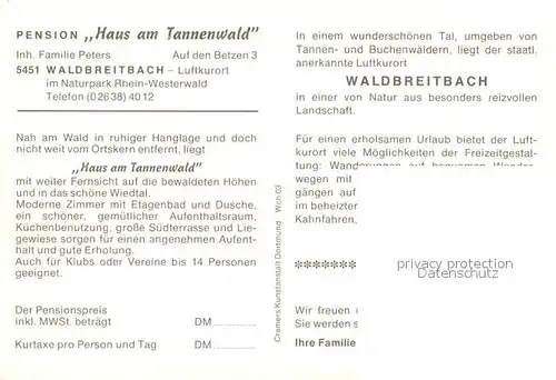 Waldbreitbach_Wied Panorama Haus am Tannenwald Terrasse Gaststube Waldbreitbach Wied