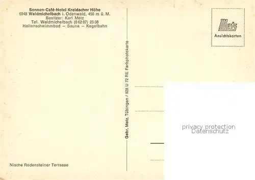 Waldmichelbach Sonnen Cafe Hotel Kreidacher Hoehe Waldmichelbach