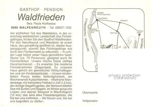 Walpenreuth_Oberfranken Gasthof Pension Waldfrieden im Fichtelgebirge Aussichtspunkt Walpenreuth Oberfranken