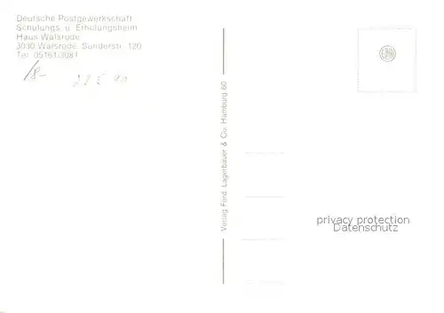 Walsrode_Lueneburger_Heide Deutsche Postgewerkschaft Schulungs  und Erholungsheim Haus Walsrode Restaurant Kegelbahn Walsrode_Lueneburger_Heide