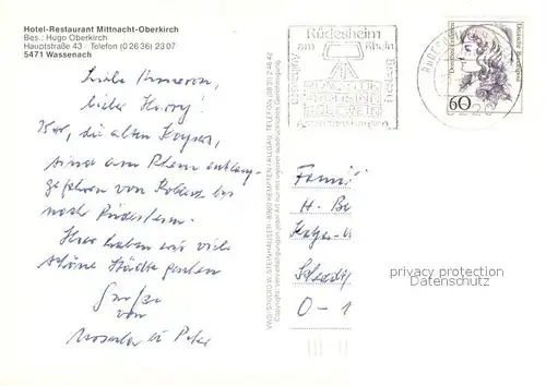 Wassenach Hotel Restaurant Mittnacht Oberkirch Gaststube Terrasse Kegelbahn Wassenach