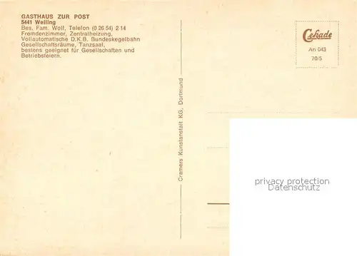 Welling_Mayen Gasthaus zur Post Gastraeume Kegelbahn Welling Mayen