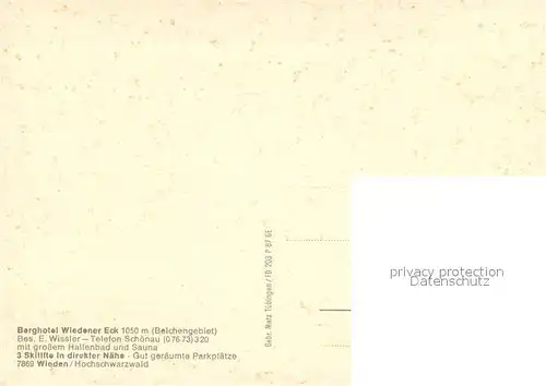 Wieden_Schwarzwald Berghotel Wiedener Eck Hallenbad Skilift Wieden Schwarzwald