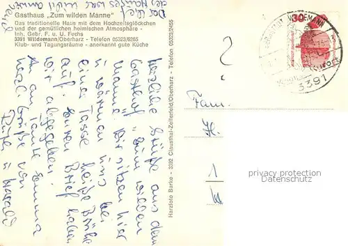Wildemann Gasthaus Zum wilden Manne Restaurant Wildemann