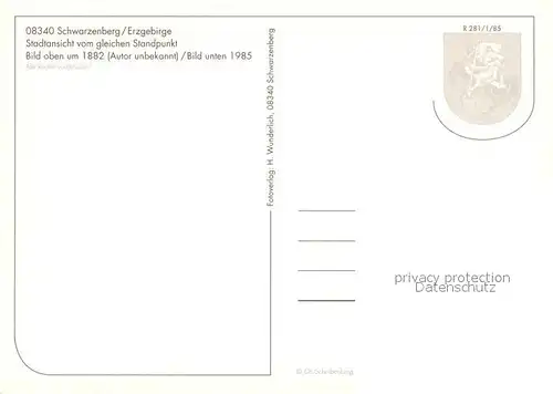 AK / Ansichtskarte Schwarzenberg_Erzgebirge Staedtebilder um 1882 und 1985 Schwarzenberg Erzgebirge