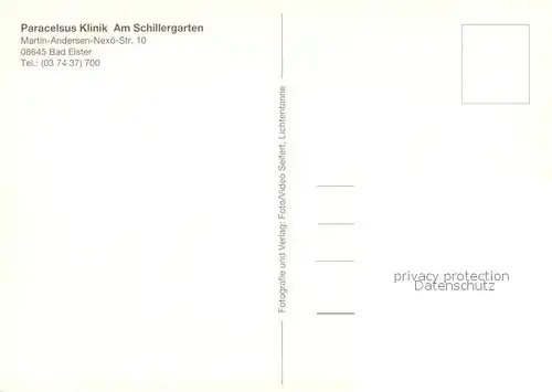 AK / Ansichtskarte Bad_Elster Paracelsus Klinik Am Schillergarten Fliegeraufnahme Bad_Elster