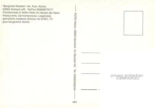 AK / Ansichtskarte Sohland_Rotstein Berghotel Rotstein Fliegeraufnahme Terrasse Gastraeume Zimmer 