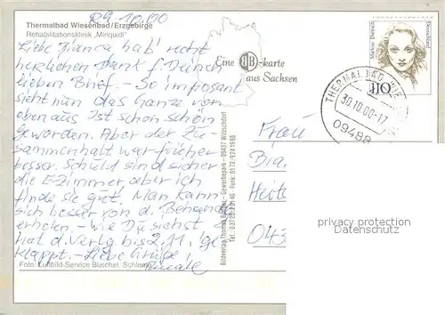 AK / Ansichtskarte Wiesenbad Thermalbad Rehaklinik Minquidi Fliegeraufnahme Wiesenbad