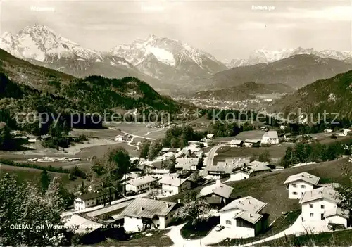 AK / Ansichtskarte Oberau_Berchtesgaden Fliegeraufnahme mit Watzmann Hochkalter und Reiteralpe Oberau Berchtesgaden