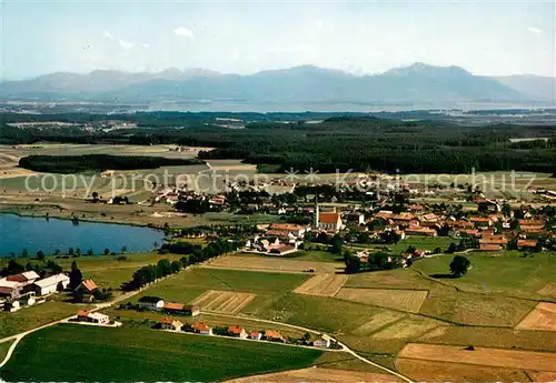 AK / Ansichtskarte Obing am See Fliegeraufnahme mit Chiemgauer Bergen Obing