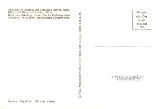 AK / Ansichtskarte Spiegelau Fliegeraufnahme  Spiegelau