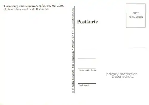 AK / Ansichtskarte Hainich Hoerselberg Die Thiemsburg und der Baumkronenpfad 2005 Fliegeraufnahme  Hainich Hoerselberg