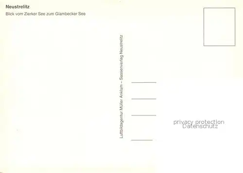 AK / Ansichtskarte Neustrelitz Fliegeraufnahme mit Zierker See und Glambecker See Neustrelitz