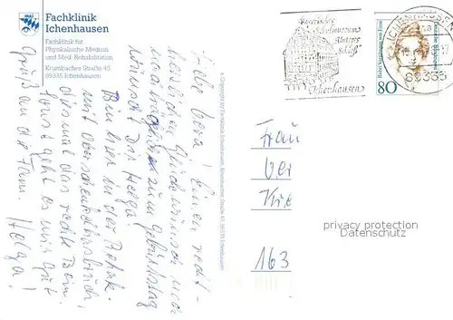 AK / Ansichtskarte Ichenhausen Fachklinik Ichenhausen Fliegeraufnahme Ichenhausen