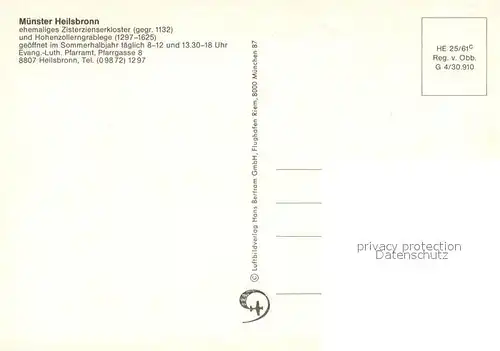 AK / Ansichtskarte Heilsbronn Muenster Heilsbronn Fliegeraufnahme Heilsbronn