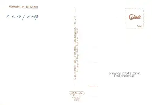 AK / Ansichtskarte Hoechstaedt_Donau Fliegeraufnahme Hoechstaedt_Donau