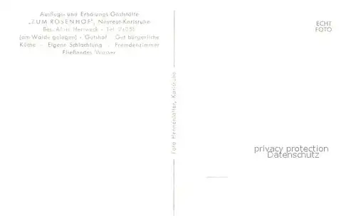 AK / Ansichtskarte Neureut_Karlsruhe Ausflugsgaststaette Zum Rosenhof Neureut Karlsruhe