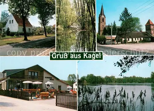 AK / Ansichtskarte Kagel Gerthart Hauptmann Strasse Fliess Kirche Gaststaette Schwarzes Roessel Baberowsee Kagel