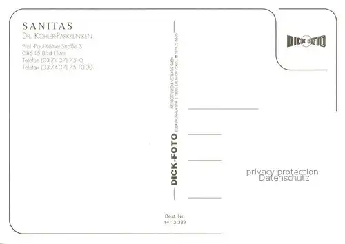 AK / Ansichtskarte Bad_Elster Sanitas Dr. Koehler Parkkliniken Bad_Elster