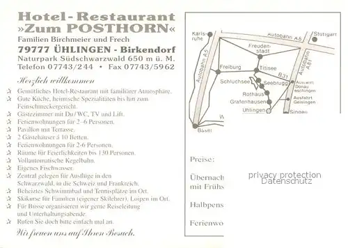 AK / Ansichtskarte uehlingen Birkendorf Hotel Restaurant zum Posthorn Naturpark Suedschwarzwald Fliegeraufnahme Alpenpanorama uehlingen Birkendorf