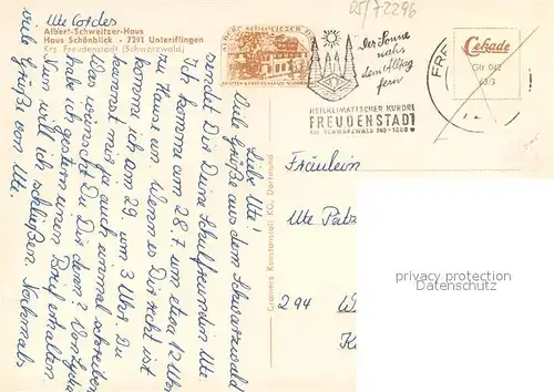 AK / Ansichtskarte Unteriflingen Albert Schweitzer Haus im Schwarzwald Haus Schoenblick Unteriflingen