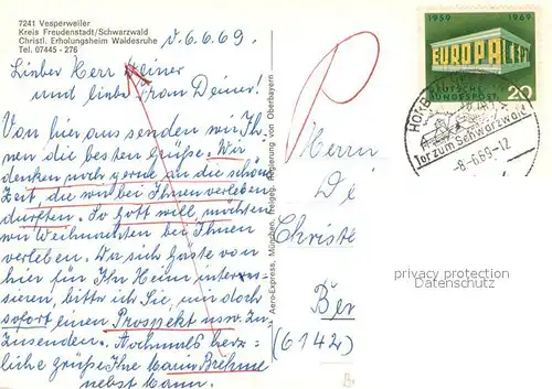 AK / Ansichtskarte Vesperweiler Christliches Erholungsheim Waldesruhe im Schwarzwald Fliegeraufnahme Vesperweiler