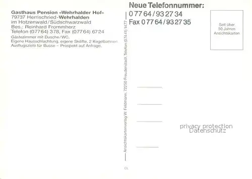 AK / Ansichtskarte Wehrhalden Gasthaus Pension Wehrhalder Hof im Hotzenwald Schwarzwald Wintersportplatz Wehrhalden