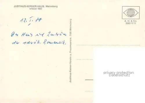 AK / Ansichtskarte Weinsberg Justinus Kerner Haus erbaut 1822 Weinsberg