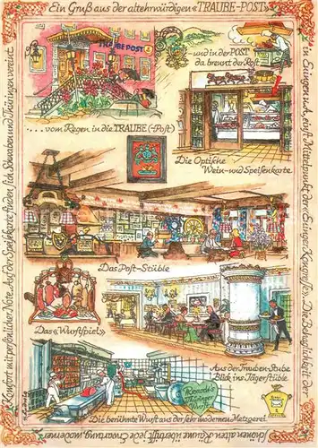 AK / Ansichtskarte Eningen_Achalm Hotel Traube Post Kuenstlerkarte Eningen Achalm