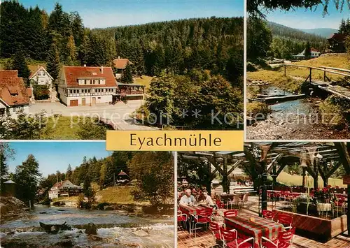 AK / Ansichtskarte Dobel_Schwarzwald Gasthaus Pension Eyachmuehle Terrasse Partie am Bach Dobel Schwarzwald