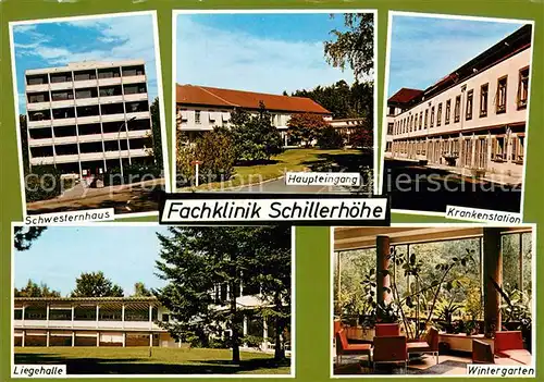 AK / Ansichtskarte Gerlingen_Wuerttemberg Fachklinik Schillerhoehe Schwesternhaus Krankenstation Liegehalle Wintergarten Gerlingen Wuerttemberg