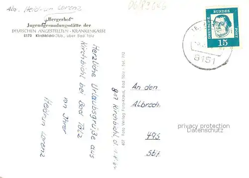 AK / Ansichtskarte Kirchbichl_Bad_Toelz Bergerhof Jugendgesundungsstaette der DAK Kirchbichl_Bad_Toelz