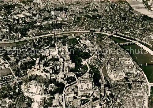 AK / Ansichtskarte Lyon_France Panorama sur Fourviere Theatre Antique et la Boucle de la Saone vue aerienne Lyon France
