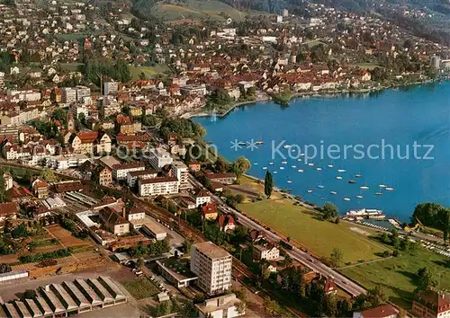 AK / Ansichtskarte Zug_ZG Bucht Zugersee Fliegeraufnahme Zug_ZG