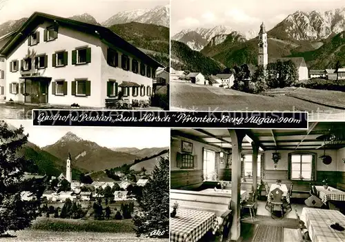 AK / Ansichtskarte Berg_Pfronten Gasthof Pension Zum Hirsch Ortsmotiv mit Kirche Alpen Berg Pfronten