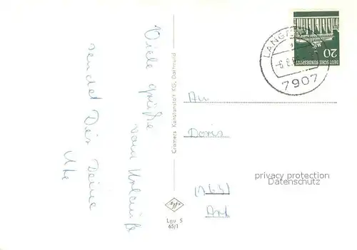 AK / Ansichtskarte Langenau_Wuerttemberg Kirche Innenansicht Freibad Rathaus Fliegeraufnahme Langenau Wuerttemberg