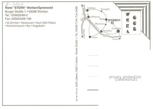AK / Ansichtskarte Werben_Niederlausitz Hotel Stern im Spreewald Kahnfahrt Wasserstrasse Werben_Niederlausitz