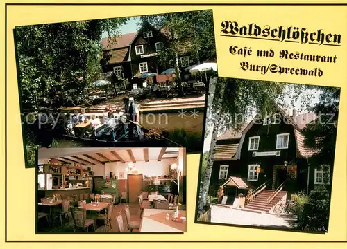 AK / Ansichtskarte Burg_Spreewald Cafe Restaurant Waldschloesschen Kahn Wasserstrasse Burg Spreewald