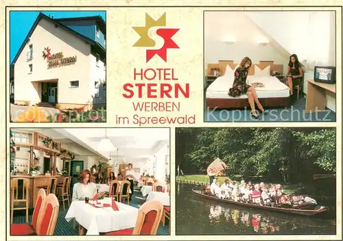 AK / Ansichtskarte Werben_Niederlausitz Hotel Stern im Spreewald Kahn Wasserstrasse Werben_Niederlausitz