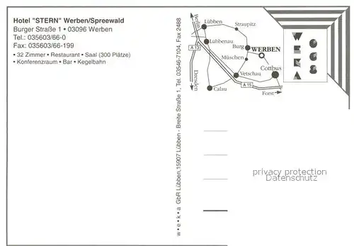 AK / Ansichtskarte Werben_Niederlausitz Hotel Stern im Spreewald Kahn Wasserstrasse Werben_Niederlausitz