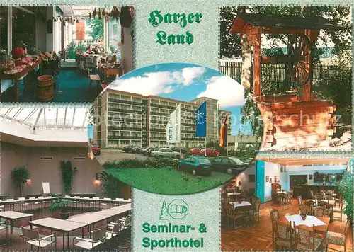 AK / Ansichtskarte Allrode Seminar  und Sporthotel Harzer Land Restaurant Seminarraum Brunnen Allrode