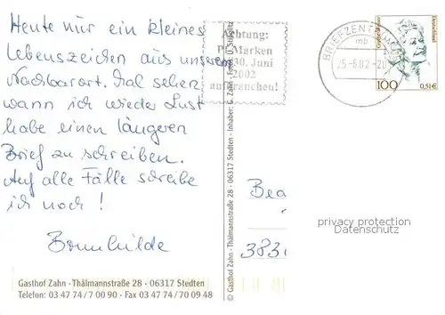 AK / Ansichtskarte Stedten_Eisleben Gasthof Zahn Hallenbad Kegelbahn 